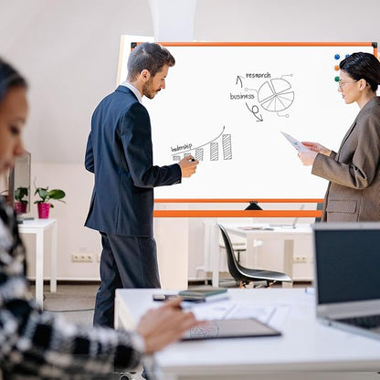 Whiteboard on Wheels, 48x32 Inches Mobile Whiteboard, Rolling Dry Erase Board with Stand, Magnetic Standing White Board for Office, School, Home, Large Double Sided White Board with Paper Pad