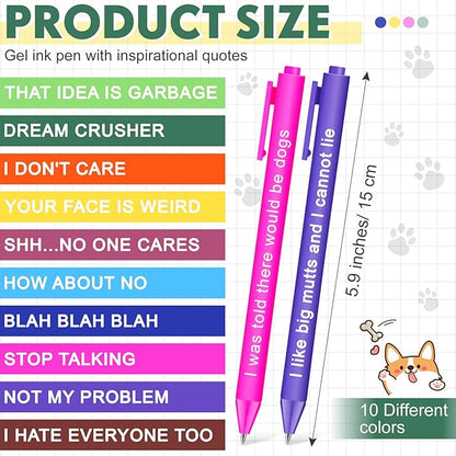 50 Pcs Gel Ink Pens Motivational Inspirational Quote Pen Retractable Rolling Ball Smooth Writing for Coworkers Supplies Office Home(Classic Color,Dog Lover)