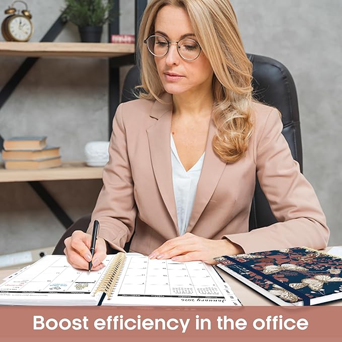 2026 Planner, Aesthetic Weekly and Monthly Planner for Women, Jan 2026 to Dec 2026, Hardcover 2026 Calendar Book with Monthly Tabs, Inner Pocket, Perfect for Office Home School - A4 (8.5" x 11"), Golden Flutter