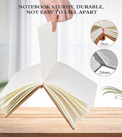 Lined Journal Notebook for Women and Men,Hardcover Leather Journaling Notebook for Writing, Travel, Business, Work and School,200 Pages A5 Notebook for Note Taking, Diary 5.9" × 8.5" - Brown