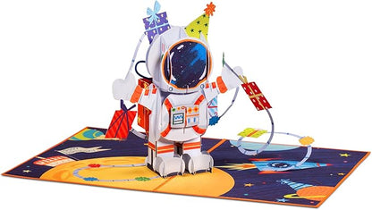 Paper Love 3D Birthday Pop Up Card, Happy Birthday Astronaut, For Adults or Kids - 5"x7" Cover - Includes Envelope and Note Tag