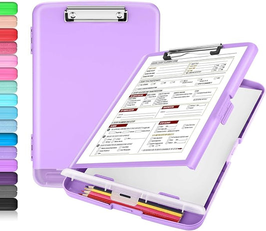 Sooez Clipboard with Storage, High Capacity Nursing Clip Boards with Pen Holder, Heavy Duty Plastic Storage ClipboardS with Low Profile Clip, Clipboard Folder, Teacher Must Haves Office Supplies