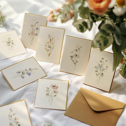 Blank Cards, 32 Pack Blank Greet Cards, Beautiful Blank Note Cards, Perfect Stationary Set For All Occasions, 8 Assorted Floral Designs, 4" x 6"