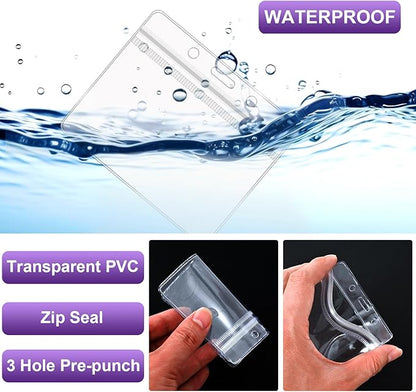 100 Pcs Lanyards for ID Badges and 100 Pcs Clear Name Tag Holders Reusable Lanyard with Clip Plastic ID Card Badge Holder Name Badges for Adults Kids Business School Office Supplies (Purple)