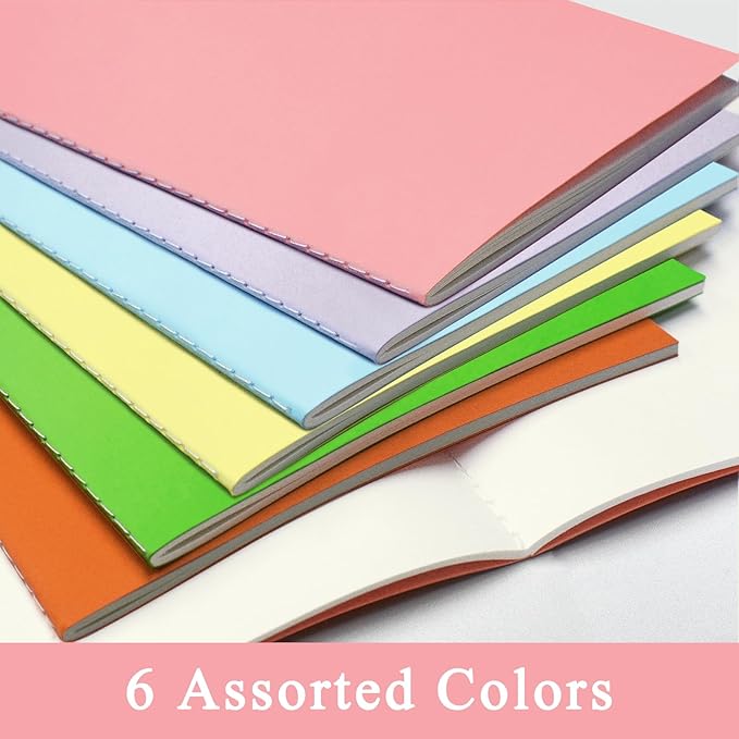 12 Pack Blank Books for Kids - 5.5"x 8.3", 60 Pages - Small Journals Bulk, Girls Notebooks for Drawing & Writing, Sketchbooks w/Colorful Soft Cover, Unlined Paper, A5 Travel Size