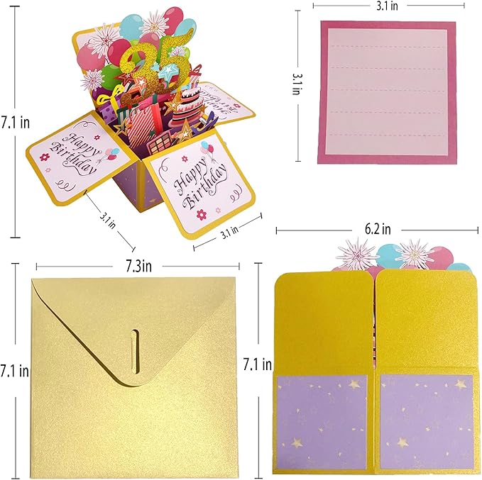 Asmallgf Sweet 35th Birthday Popup Card for Women Men, Funny 35 Year Old Bday Gifts for Husband Wife, Happy 35 Birthday 3D Greeting Card for Female Male, Best 35th Bday Gift Idea for Him Her