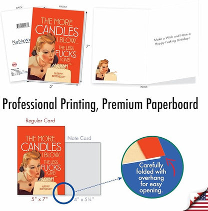 NobleWorks - 1 Funny Women's Birthday Card - Hilarious Bday Greeting Card with Envelope, Sassy Celebration - Candles I Blow C9309BDG