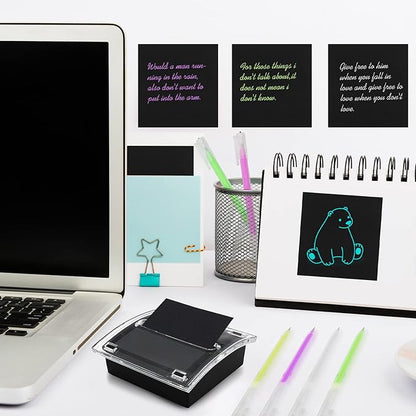 4 Pcs Pop Up Sticky Note Dispenser Sticky Note Holder Pop Up Note Dispenser Transparent Top for 3 x 3 Inch Sticky Notes School Office Home Store Black Base Clear Top (4)