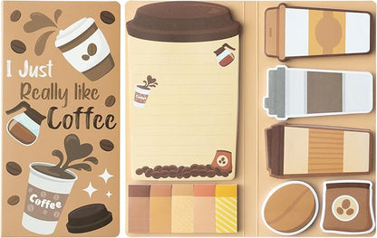 B1ykin Sticky Notes Set - Cartoon Theme Cute Self-Stick Notes Pad Teacher Appreciation Gifts， Self-Adhesive Writing Memo Pages Sticky to Do Notepad for Kids Employee School Office (Coffee)