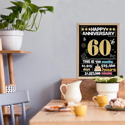 60th Anniversary Card for Women Men, Gold Wedding Card for Wife Husband, Sweet Marriage Decorations Gifts for Couple, Perfect for Her Him on Anniversary Day, Diamond Wedding Card, Back in 1965