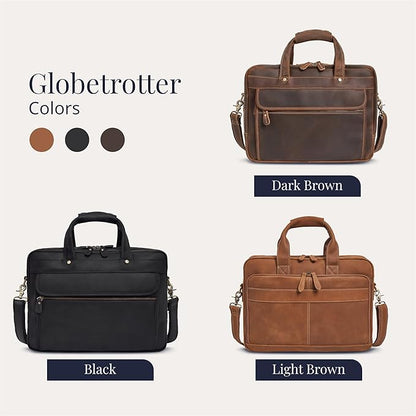 Luxorro Full-Grain Leather Briefcases for Men, Leather Laptop Briefcase For Men, Leather Bag, Leather Computer Bag For Men