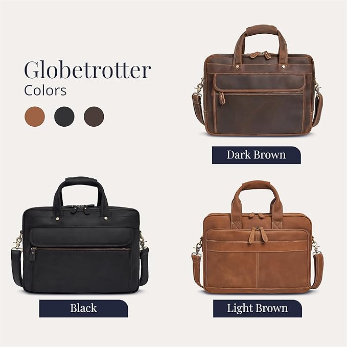 Luxorro Full-Grain Leather Briefcases for Men, Leather Laptop Briefcase For Men, Leather Bag, Leather Computer Bag For Men