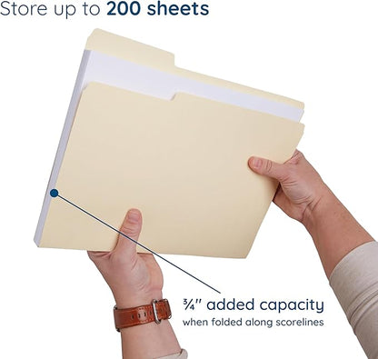 200 Blue Summit Supplies Manilla Folders - Letter Size File Folders with 1/3 Cut Top Tabs, Assorted Positions, Durable 11pt Manila Paper for Office Organization