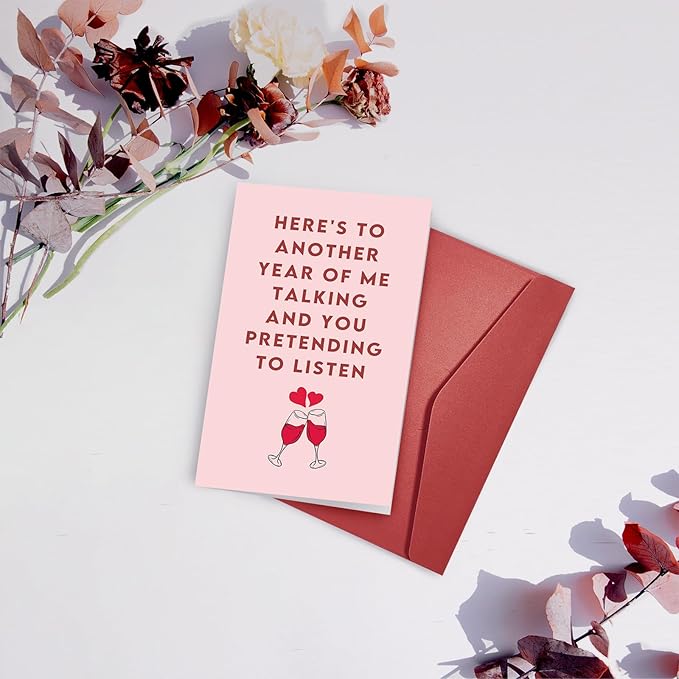 SuperShunhu Funny Valentines Day Card for Husband Wife, Cute Anniversary Card for Boyfriend Girlfriend, Birthday Love Card for Partner, Me Talking You Pretending to Listen