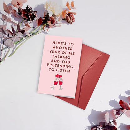SuperShunhu Funny Valentines Day Card for Husband Wife, Cute Anniversary Card for Boyfriend Girlfriend, Birthday Love Card for Partner, Me Talking You Pretending to Listen