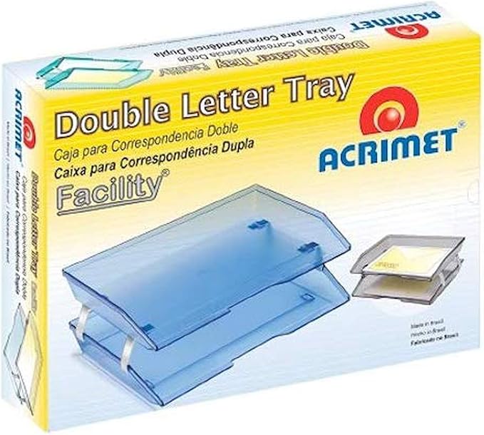 Acrimet 2 Tier Side Load Letter Tray Facility, Desktop File Organizer, A4 Letter Size Paper Organizer, Minimalist Storage Solution Paper Tray for Office, Home, Classroom (Plastic, Solid Blue Color)