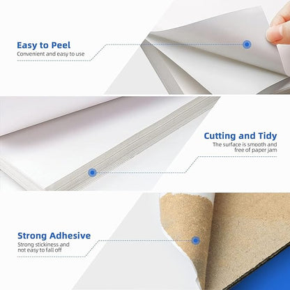 6 Per Sheet Label Address Labels 3-1/3" x 4" Self Adhesive Sheets Shipping Labels Easy Peel & Feed White Stickers for Laser & Inkjet Printers (500 Sheets, 3000 Labels)