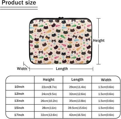 Cat Fish Printed Computer Carrying Cover, Large Capacity Laptop Case Bag Easy to Carry Computer Bag, 13 Inch Lightweight Laptop Briefcase Messenger Bag for Women
