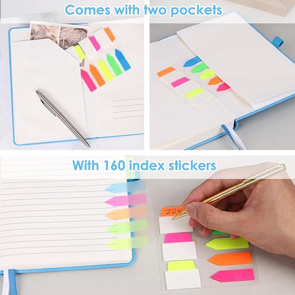 Lined Journal Notebook A5 Hardcover Paper Thick Leather Journals College Ruled Notebooks for Women Men 300 Pages 5.7 x 8.3 Inches Blue