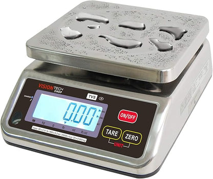 TVS Portion control Stainless steel Washdown Scale, Lb/Oz/Kg/g Switchable, Low Profile Design, 60lb Capacity, 0.01lb Readability, Single Display, NTEP Legal for Trade Coc #19-058
