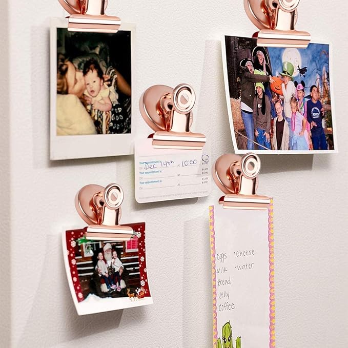 VNDUEEY 20 Pack Magnetic Clips Fridge Magnets with Clips, Refrigerator Magnet Clips, Magnet Clips for Whiteboard on Home& Office (Rose Gold)