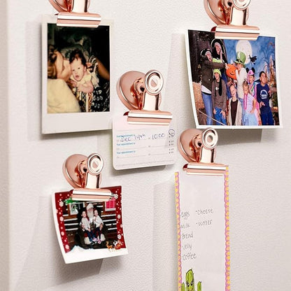 VNDUEEY 20 Pack Magnetic Clips Fridge Magnets with Clips, Refrigerator Magnet Clips, Magnet Clips for Whiteboard on Home& Office (Rose Gold)