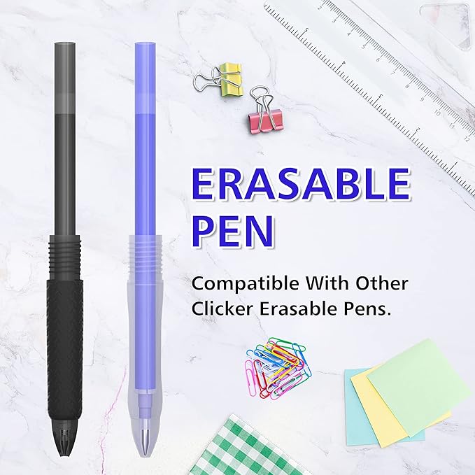 Vanstek 12 Pack 6 Blue 6 Black Erasable Gel Pen Refills, Gel Ink Refills Compatible with FriXion & Friction Erasable Pens, Fine Point 0.7 mm, Perfect for Writing Planner & Crossword Puzzles