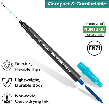 FIXSMITH Dual Brush Marker Pens - 24 Colored Art Markers, Fine Point & Brush Tip Water Based Markers, for Kids Adult Coloring Books Bullet Journals Planners, Note Taking Sketching Drawing Art