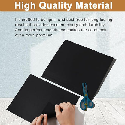 120 Sheets Black Cardstock 8.5 x 11 Printer Paper, 92lb Heavyweight Black Card Stock for DIY Cards, Thank You Cards, School Crafting, Wedding, Invitations