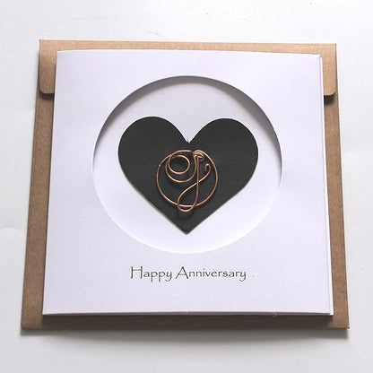 Personalized Initial Copper Card, Copper Initial, Anniversary Card for Her, Couple, Gift for Her (G)