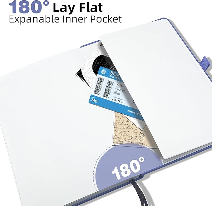 Blank Journal Notebook, A5, 192 Pages 100 GSM Thick Sketch Book for Women Men, Hardcover Leather Unlined Journaling for Work, Notebooks for Writing, 5.8 inches x 8.5 inches (Purple)