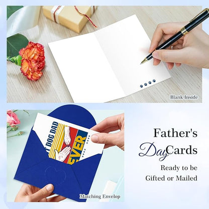 FaCraft Funny Fathers Day Card for Best Dog Dad Ever, 4 x 6, Happy Fathers Day Card with Envelope from Daughter Son Wife