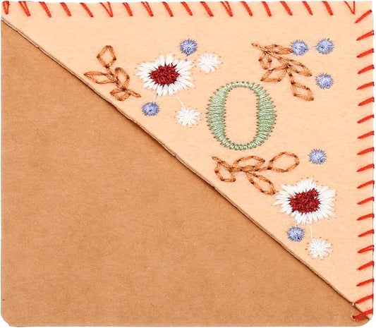 PATIKIL Personalized Embroidered Corner Bookmark, Cute Flower Felt Stitched Triangle Book Mark Page Marker for Women Men Book Lovers Teachers, Pink, Letter O