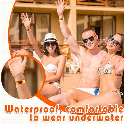 Epakh 600 Pcs Paper Wristbands Neon Wrist Bands Waterproof Handbands for Events Lightweight Concert Wristbands Neon Colored Adhesive Wrist Band for Party