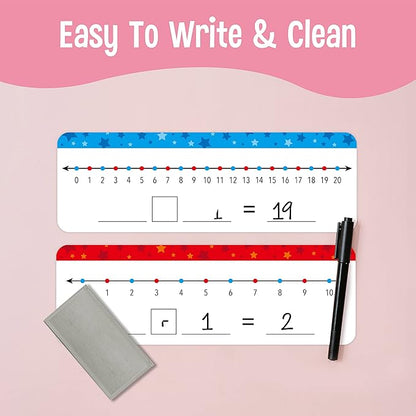 26 Packs Number Line Dry Erase Boards Cards, Double Sided Writable and Erasable Board-0-10 on One Side & 0-20 on Other Side Math White Board for Kids, Students, Classroom and Home (12” x 4”)