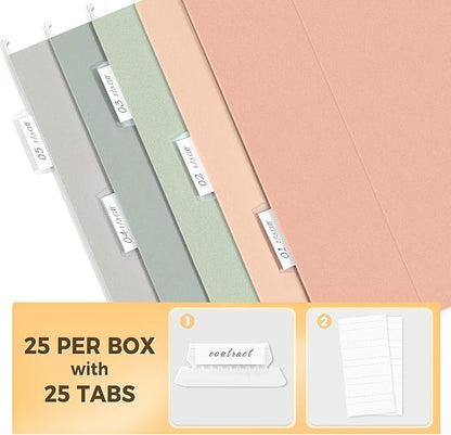 SUNEE Hanging File Folders Legal Size, 25 Pack File Folders 1/5-Cut Tabs, Morandi Colors, Stay Organized for Your Home and Office Bulk File and Documents