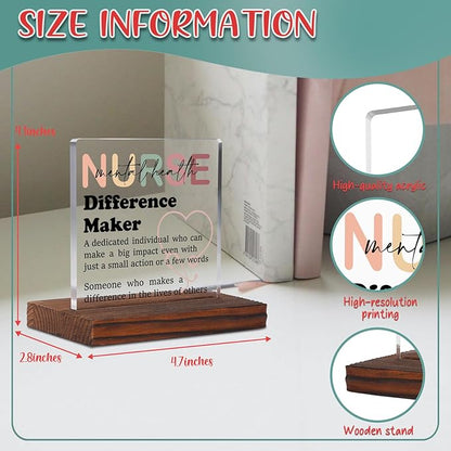 Appreciation Gifts for Mental Health Nurse Clear Desk Decor Sign, Thank You Gifts for Psych Nursing Students Graduation, Difference Marker Nurses Week PMHNP Recognition Office Desk Plaque TZD36