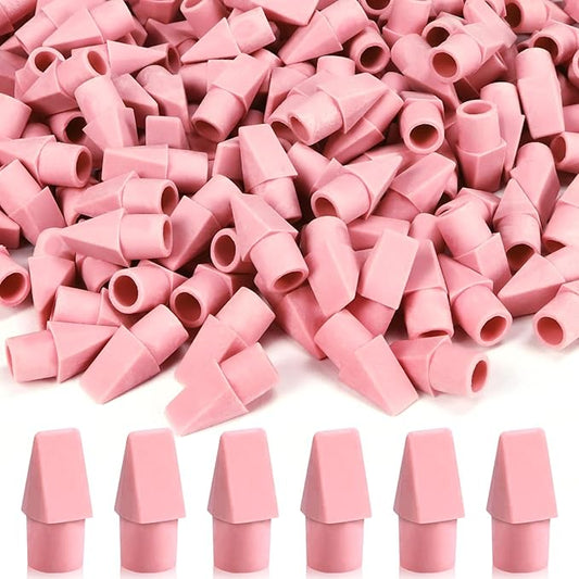 400PCS Pencil Top Eraser Bulk Caps for Pencils,Chisel Shape Erasers Toppers Assorted Colors for Party Favors Games Prizes, Pencil Top Erasers Cap for Home School Classroom Office, Pink