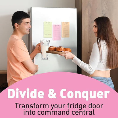 S&O Colorful Magnetic To Do List for Refrigerator - 4 Pack sticky notes for freezer - Fridge sheets with Magnet - Adhesive Sheet Pads for Freezer- Grocery List Notepads - 3.5x7”, 45 Page