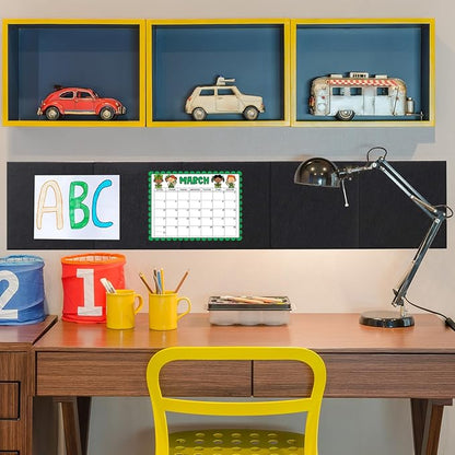 LAJAR Large Felt Wall Tiles, 12 Pack Cork Board Alternative with Removable Adhesive Tabs, Bulletin Pin Boards for Office, School and Home (Black)