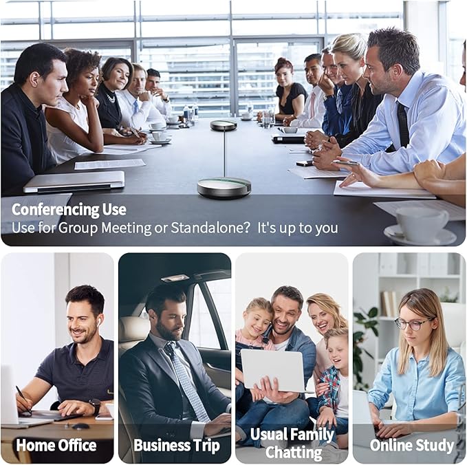 Bluetooth Conference Speakerphone SP300KIT 2pk Bundle, up to 16 Attendees, 18H Call Time, 360°Voice Pick-up 2x6 AI Echo & Noise Canceling Microphones, Daisy Chain