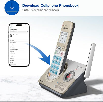 AT&T DL72119 DECT 6.0 Cordless Phone for Home with Bluetooth Connect to Cell, Call Blocking, 1.8" Backlit Screen, Big Buttons, intercom, and Unsurpassed Range
