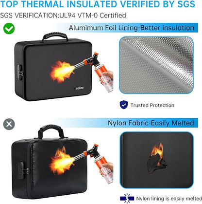 ENGPOW Fireproof File Organizer Bag with 13 Colorful Pockets Accordion File Folder,5200℉ Document Organizer Box with Lock&Labels,Multi-Layer Portable Home Safe Storage for Important Documents,Files