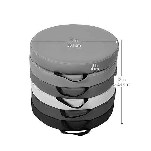 Factory Direct Partners SoftScape 15 inch Round Classroom Floor Cushions with Handles; Flex Seating for Daycare, Preschool, Playroom; 2 inch Thick Deluxe Foam (6-Piece) - Gray/Light Gray, 11232-GYLG