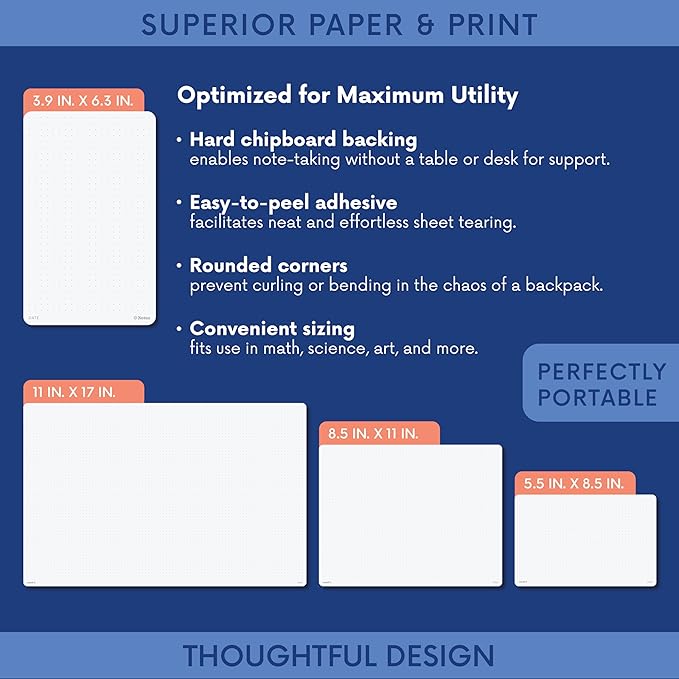 Notsu Dot Grid Notepads 11 x 17 inch, 2 Pack | Large Dotted Memo Desk Pads with Premium Thick Paper 120gsm