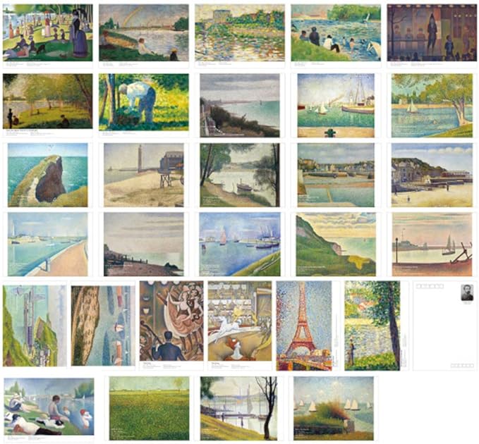 HOSTEESSCHOICE Vintage Art Postcards set of 30 Post card of France Artist Georges Seurat variety pack Famous Painting Scenery,4 x 6 Inches