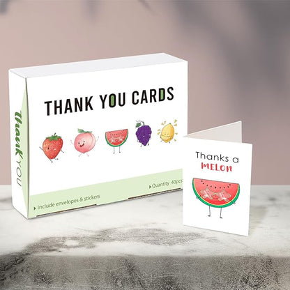 40 Funny Thank You Cards with Envelopes & Stickers, 4×6 in Cute Pun Cards Assorted Blank Greeting Cards, Boxed Bulk Note Cards for Friends Teachers Business Coworker Employee Appreciation