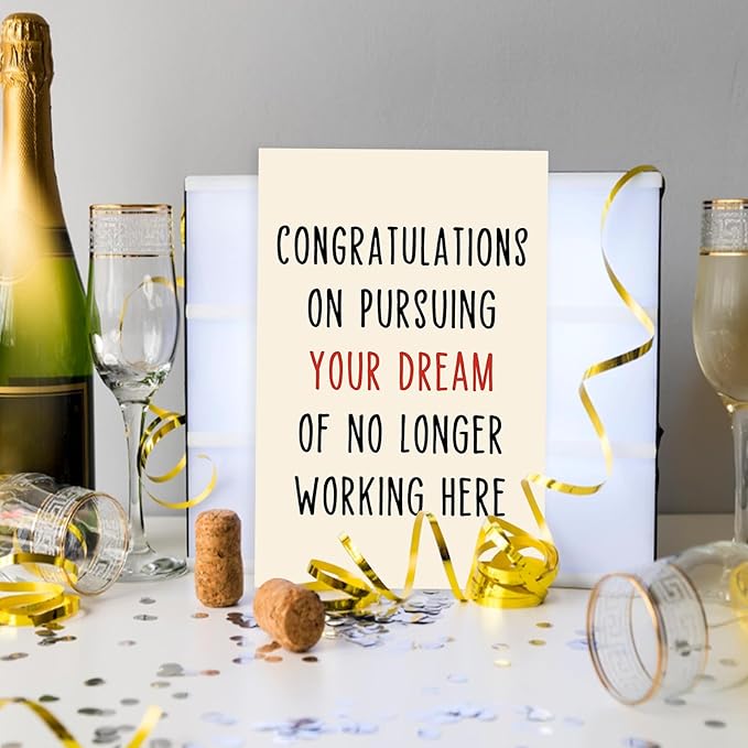 Asmallgf Funny Retirement Card Gifts for Boss Coworker, Humor Leaving Farewell Card for Women Men, Goodbye Gifts, Resignation Card