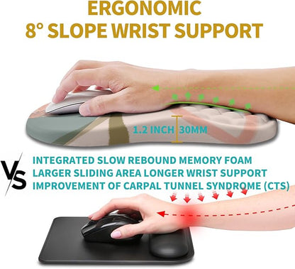 Hokafenle Ergonomic Mouse Pad Wrist Support, Wrist Rest Mousepad for Carpal Tunnel Pain Relief with Integrated Memory Foam Slope Massage Bulge (11.8x7.9 inch,Abstrac Art