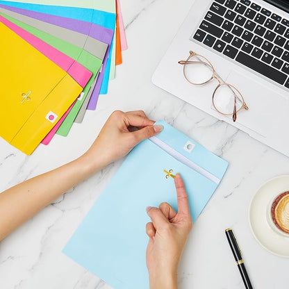 Geyee 300 Pcs 6 x 9 Inch Clasp Envelopes Manilla Envelopes Gummed Mailing Envelopes 28lb Kraft Clasp Closure for Storing or Mailing Colored Envelopes for Home Office Business(Bright Color)